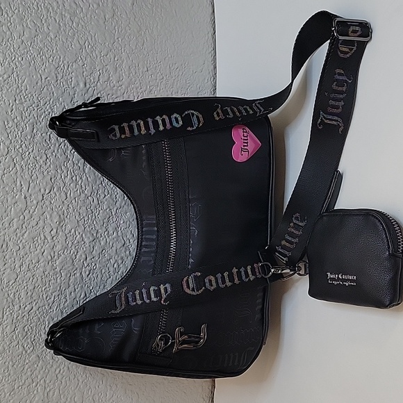 NWT Juicy Couture Material Girl Shoulder Bag With Coin Pouch Color Liquorice - Picture 3 of 17